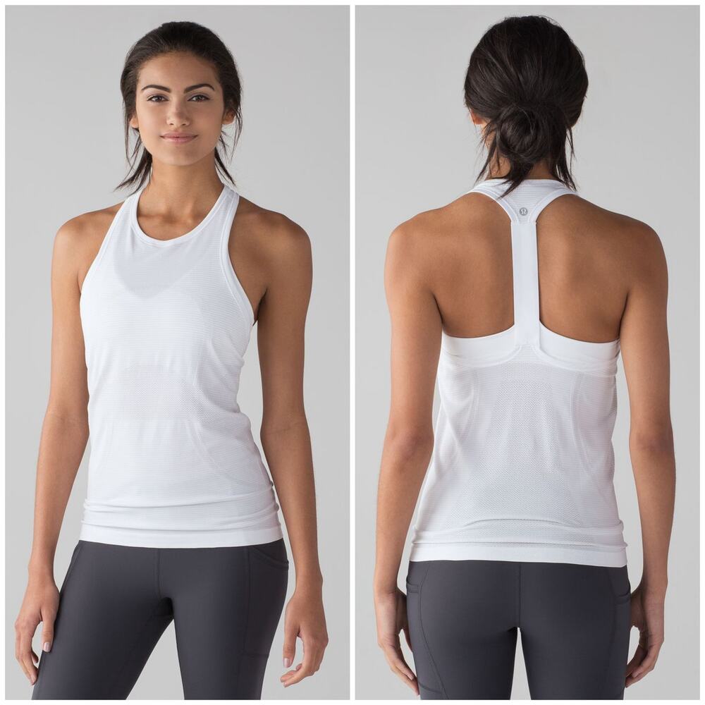 Lululemon Swiftly Tech T-Back Racerback Tank White Size 10 Run Gym Workout